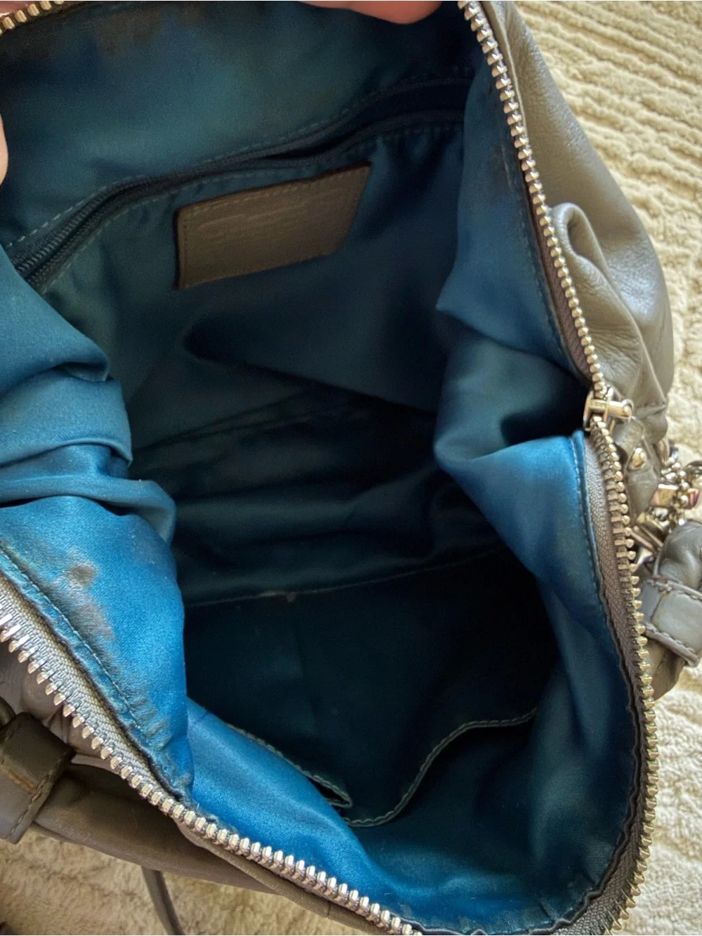 Coach Kristin Gray Leather Zipper Hobo Crossbody Shoulder Bag Style 16808 - Picture 6 of 11